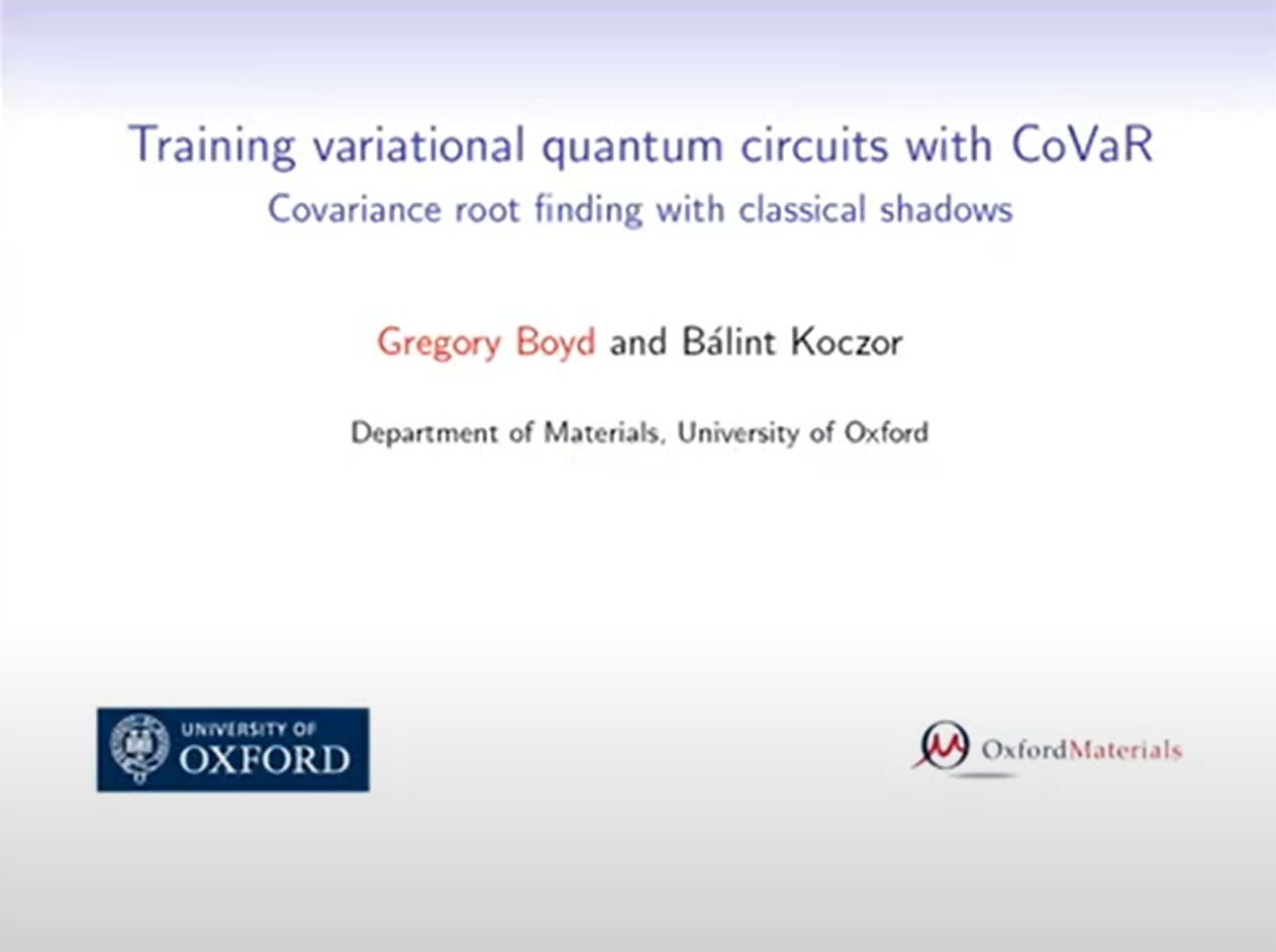 Gregory Boyd (University of Oxford): Training variational quantum circuits with CoVaR